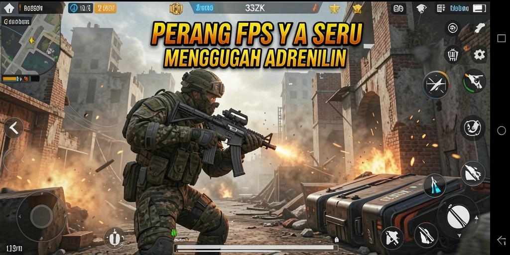 Gameplay seru 33ZK dengan aksi tembak-menembak intens.