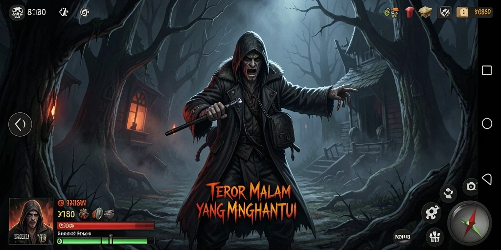 Screenshot menunjukkan momen menegangkan saat menjelajahi tempat angker.