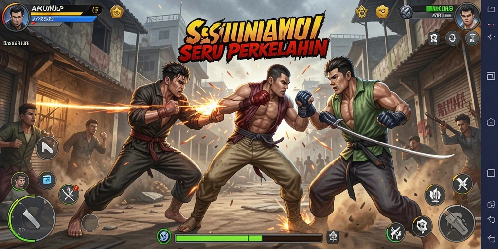 Tangkapan layar menunjukkan pertarungan epik dalam AKUNJP.