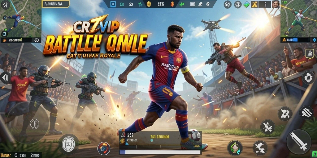 Screenshot menampilkan aksi seru dalam gameplay Battle Royale.
