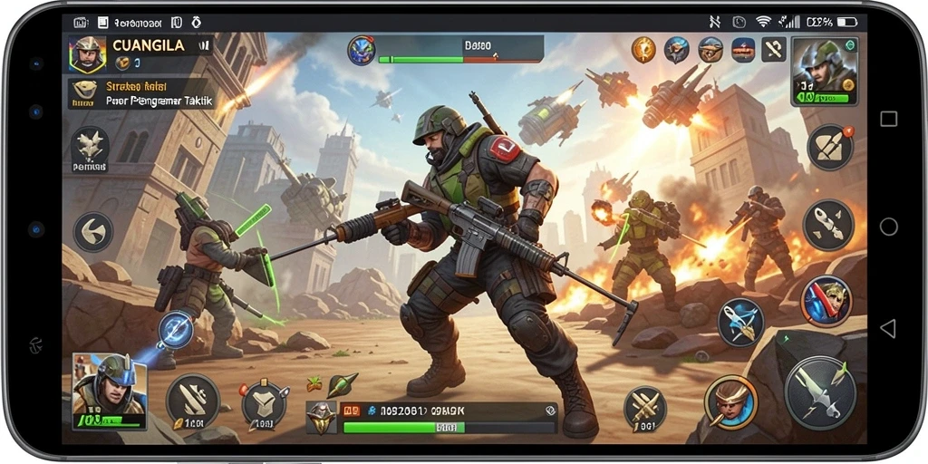 Screenshot gameplay CUANGILA menampilkan taktik dan pertempuran strategis yang intens.