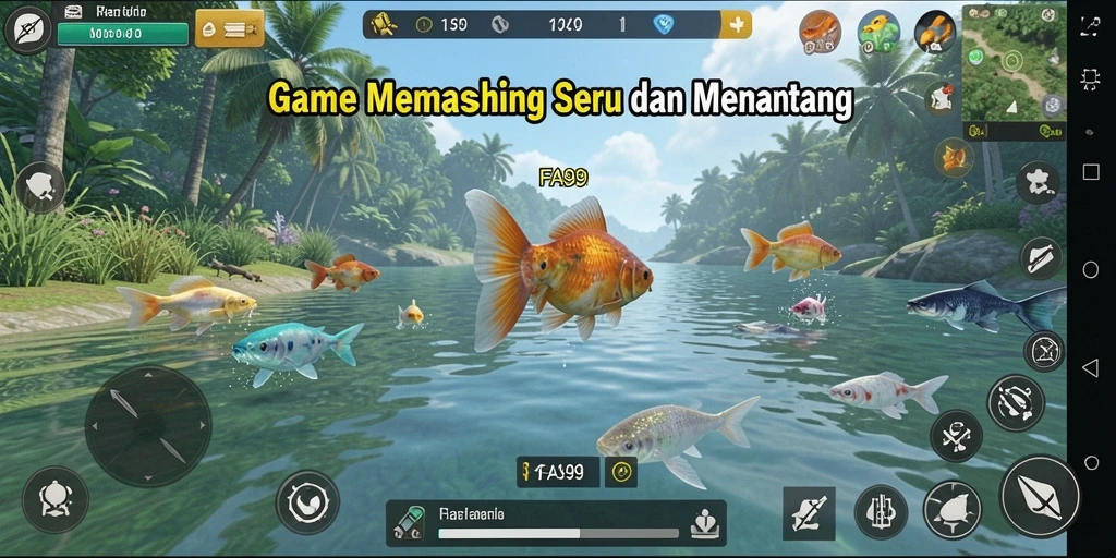 Tampilan gameplay FA99 yang seru saat memancing ikan.