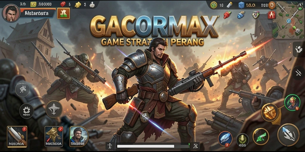 Tampilan gameplay GACORMAX dengan pertempuran strategi yang intens.