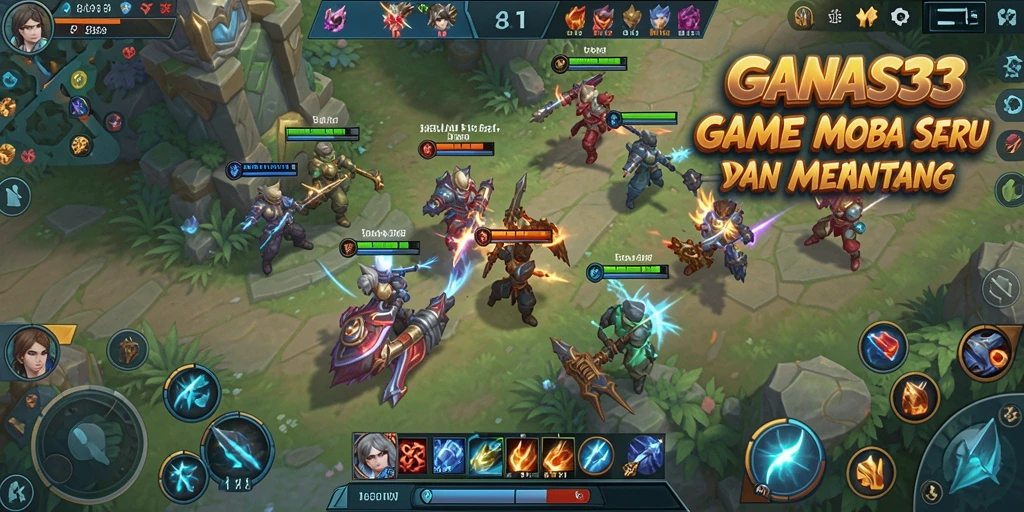 Screenshot gameplay <strong>GANAS33</strong> saat pertarungan epik di arena MOBA.