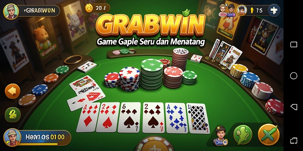 Screenshot gameplay GRABWIN saat pemain bermain Gaple.