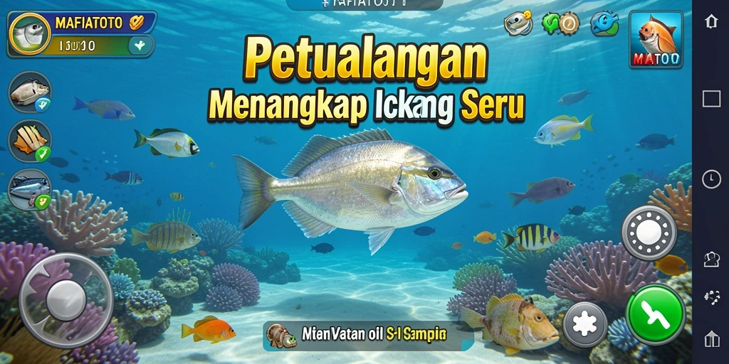 Screenshot gameplay MAFIATOTO yang menunjukkan aksi memancing yang mendebarkan.