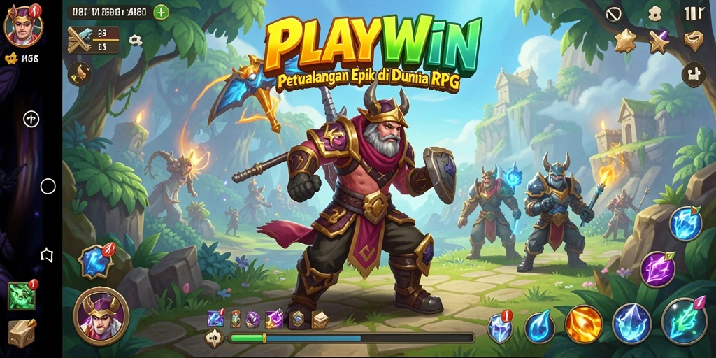 Screenshot gameplay RPG PLAYWIN menampilkan aksi epik dan eksplorasi mendalam.