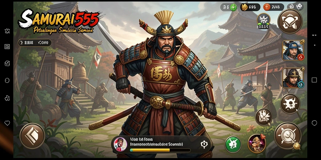 Tampilan gameplay menarik dari SAMURAI555 dengan nuansa samurai yang kental.