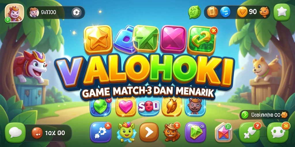 Screenshot utama menunjukkan gameplay Match-3 yang menarik.