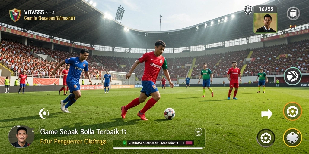 Tampilan aksi mendebarkan dalam game sepak bola VITA555.