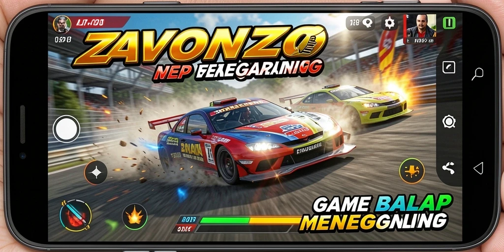 Gameplay ZAVONZO yang menegangkan saat balapan di trek yang menantang.